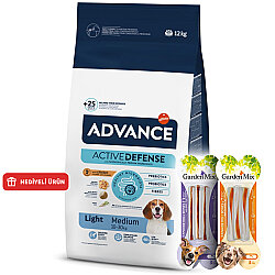 Advance Medium Light Tavuk Etli Orta Irk Köpek Maması 12 Kg + 4 Adet Garden Mix Köpek Ödül 90 Gr - 1