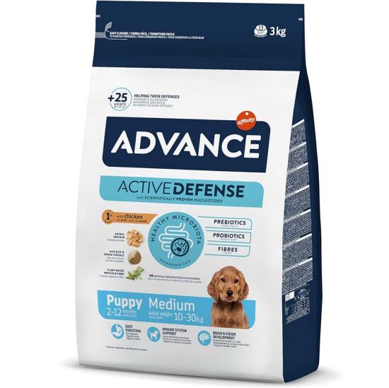 Advance Medium Puppy Tavuk Etli Yavru Köpek Maması 3 Kg + Temizlik Mendili - 1