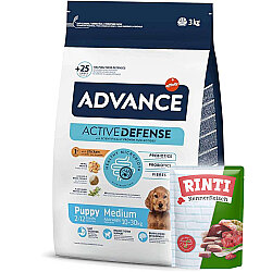Advance Medium Puppy Tavuk Etli Yavru Köpek Maması 3 Kg + 2 Adet Rinti Pouch 400 Gr - Advance