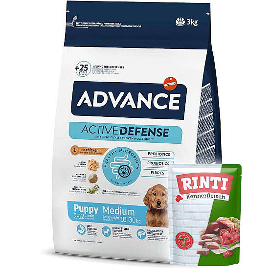 Advance Medium Puppy Tavuk Etli Yavru Köpek Maması 3 Kg + 2 Adet Rinti Pouch 400 Gr - 1