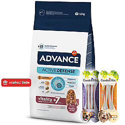Advance Medium Senior Orta Irk Yaşlı Köpek Maması 12 Kg + 4 Adet Garden Mix Köpek Ödül 90 Gr - Advance