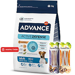 Advance Mini Küçük Irk Tavuklu Köpek Maması 3 Kg + 2 Adet Garden Mix Köpek Ödül 90 Gr - Advance