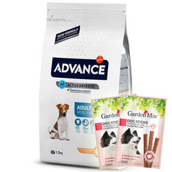 Advance - Advance Mini Küçük Irk Tavuklu Köpek Maması 3 Kg + 5 Adet Garden Mix Stick Köpek Ödülü