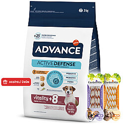 Advance Mini Senior Küçük Irk Yaşlı Köpek Maması 3 Kg + 2 Adet Garden Mix Burgu Kemik Ödül 70 Gr - Advance