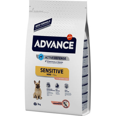 Advance Mini Sensitive Somonlu Küçük Irk Köpek Maması 3 Kg + 2 Adet Temizlik Mendili