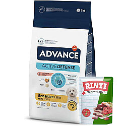 Advance Mini Sensitive Somonlu Küçük Irk Köpek Maması 7 Kg + 5 Adet Rinti Pouch 400 Gr - Advance