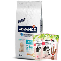 Advance - Advance Puppy Maxi Büyük Irk Yavru Köpek Maması 12 Kg + 10 Adet Garden Mix Stick Köpek Ödülü