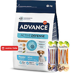 Advance Puppy Mini Küçük Irk Yavru Köpek Maması 3 Kg + 2 Adet Garden Mix Köpek Ödül 90 Gr - Advance