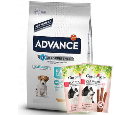 Advance Puppy Mini Küçük Irk Yavru Köpek Maması 3 Kg + 5 Adet Garden Mix Stick Köpek Ödülü