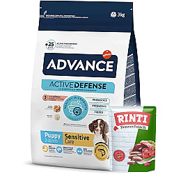 Advance Puppy Sensitive Somonlu Yavru Köpek Maması 3 Kg + 2 Adet Rinti Pouch 400 Gr - Advance