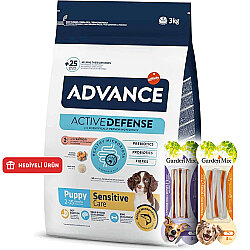 Advance Puppy Sensitive Somonlu Yavru Köpek Maması 3 Kg + 2 Adet Garden Mix Köpek Ödül 90 Gr - Advance