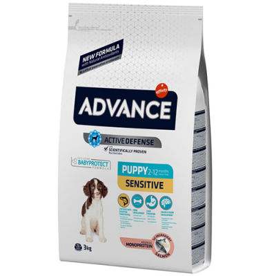 Advance Puppy Sensitive Somonlu Yavru Köpek Maması 3 Kg + 5 Adet Garden Mix Stick Köpek Ödülü