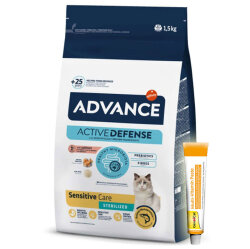 Advance Sensitive Kısırlaştırılmış Somonlu Kedi Maması 1,5 Kg + Gimcat 20 Gr Multivitamin Paste - Advance