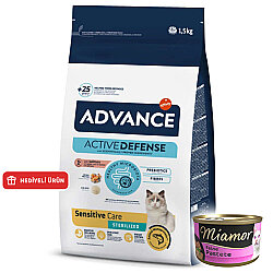 Advance Sensitive Kısırlaştırılmış Somonlu Kedi Maması 1,5 Kg + 3 Adet Miamor Konserve 85 Gr - Advance