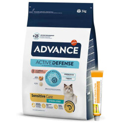 Advance Sensitive Kısırlaştırılmış Somonlu Kedi Maması 3 Kg + Gimcat 20 Gr Multivitamin Paste - Advance