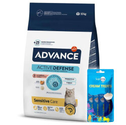 Advance Sensitive Somonlu Kedi Maması 10 Kg + 2 Adet Supreme 4x14 Gr Kedi Crema - Advance