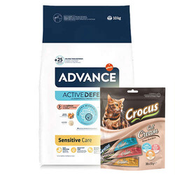 Advance - Advance Sensitive Somonlu Kedi Maması 10 Kg + Crocus Multipack Crema Kedi Ödülü 30x15 Gr