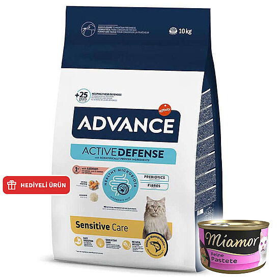 Advance Sensitive Somonlu Kedi Maması 10 Kg + 12 Adet Miamor Konserve 85 Gr - 1
