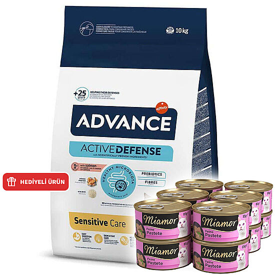 Advance Sensitive Somonlu Kedi Maması 10 Kg + 12 Adet Miamor Konserve 85 Gr - 1