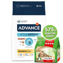 Advance - Advance Sensitive Somonlu Kedi Maması 10 Kg + Cats Best 5 Lt Kum