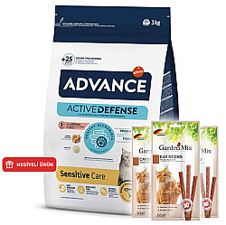 Advance Sensitive Somonlu Kedi Maması 3 Kg + 3 Adet Garden Mix Kedi Stick Ödül 3x5 Gr - Advance