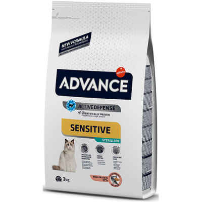Advance Sensitive Sterilised Salmon Adult Dry Cat Food 3 Kg.