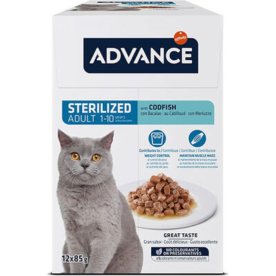 Advance Sterilised Codfish Morina Balıklı Kısırlaştırılmış Kedi Yaş Maması 85 Gr x 12 Adet