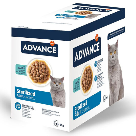 Advance Sterilised Codfish Morina Balıklı Kısırlaştırılmış Kedi Yaş Maması 85 Gr x 12 Adet - 2