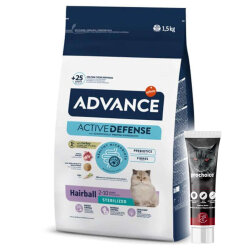 Advance Sterilised Hairball Kısırlaştırılmış Kedi Maması 1,5 Kg + Pro Choice Vitamin Macun 100 ML - Advance