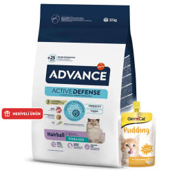 Advance Sterilised Hairball Kısırlaştırılmış Kedi Maması 10 Kg + 3 Adet Gimcat Kedi Pudingi 150 Gr - Advance