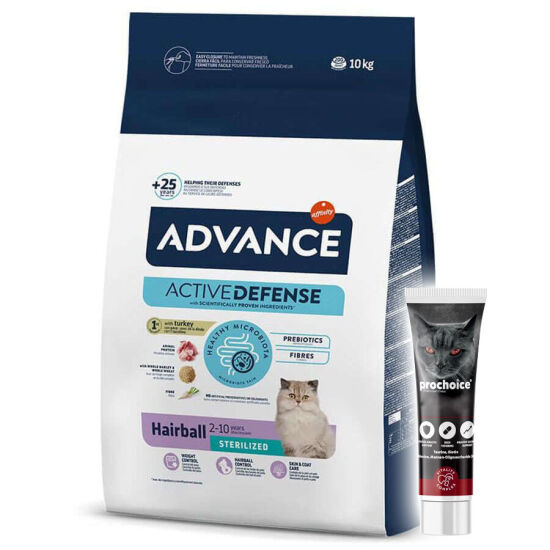 Advance Sterilised Hairball Kısırlaştırılmış Kedi Maması 10 Kg + Pro Choice Vitamin Macun 100 ML - 1