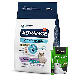 Advance Sterilised Hairball Kısırlaştırılmış Kedi Maması 10 Kg + 5 Adet Miamor Kedi Kreması 6 x 15 Gr - Advance