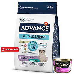 Advance Sterilised Hairball Kısırlaştırılmış Kedi Maması 3 Kg + 6 Adet Miamor Konserve 85 Gr - Advance