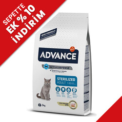 Advance Sterilised Turkey Adult Dry Cat Food 3 Kg. - Thumbnail