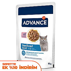 Advance Sterilised Turkey Hindi Etli Kısırlaştırılmış Kedi Yaş Maması 85 Gr - Advance