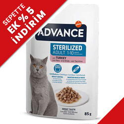 Advance - Advance Sterilised Turkey Hindi Etli Kısırlaştırılmış Kedi Yaş Maması 85 Gr