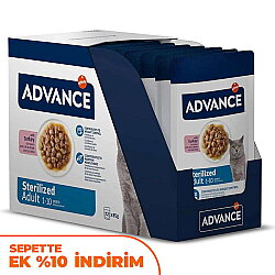 Advance Sterilised Turkey Hindi Etli Kısırlaştırılmış Kedi Yaş Maması 85 Gr x 12 Adet - Advance