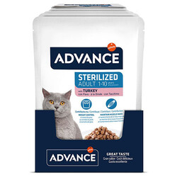 Advance Sterilised Turkey Hindi Etli Kısırlaştırılmış Kedi Yaş Maması 85 Gr x 12 Adet - Thumbnail