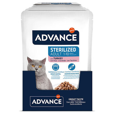 Advance Sterilised Turkey Hindi Etli Kısırlaştırılmış Kedi Yaş Maması 85 Gr x 12 Adet