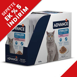 Advance - Advance Sterilised Turkey Hindi Etli Kısırlaştırılmış Kedi Yaş Maması 85 Gr x 12 Adet
