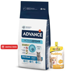 Advance Sterilized Kısırlaştırılmış Hindili Kedi Maması 15 Kg + 3 Adet Gimcat Kedi Pudingi 150 Gr - Advance