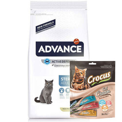Advance - Advance Sterilized Kısırlaştırılmış Hindili Kedi Maması 15 Kg + Crocus Multipack Crema Kedi Ödülü 30x15 Gr