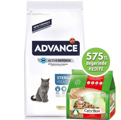 Advance Sterilized Kısırlaştırılmış Hindili Kedi Maması 15 Kg + Cats Best 5 Lt Kum Advance Sterilized Kısırlaştırılmış Hindili Kedi Maması 15 Kg + Cats Best 5 Lt Kum