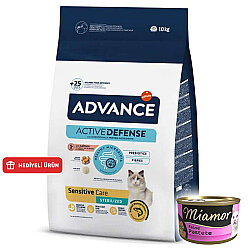 Advance Sensitive Kısırlaştırılmış Somonlu Kedi Maması 10 Kg + 12 Adet Miamor Konserve 85 Gr - Advance