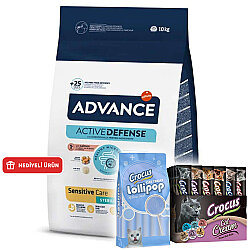 Advance Sensitive Kısırlaştırılmış Somonlu Kedi Maması 10 Kg + Crocus Krema 60x15 Gr + Crocus 10'lu Lolipop Ödül - Advance