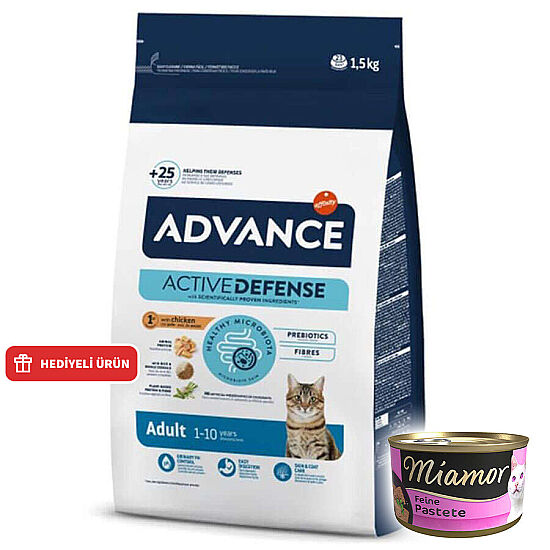 Advance Tavuk Etli Kedi Maması 1,5 Kg + 3 Adet Miamor Konserve 85 Gr - 1