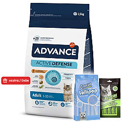 Advance Tavuk Etli Kedi Maması 1,5 Kg + Crocus Krema 4x15 Gr + Crocus 10'lu Lolipop Ödül - Advance