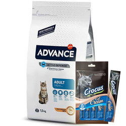 Advance - Advance Tavuk Etli Yetişkin Kedi Maması 1,5 Kg + Crocus Crema Kedi Ödülü 4x15 Gr