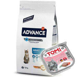 Advance - Advance Tavuk Etli Yetişkin Kedi Maması 1,5 Kg + Tomi Karidesli Pate 100 Gr Yaş Mama