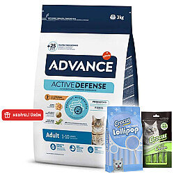 Advance Tavuk Etli Kedi Maması 3 Kg + 2 Adet Crocus Krema 4x15 Gr + Crocus 10'lu Lolipop Ödül - Advance